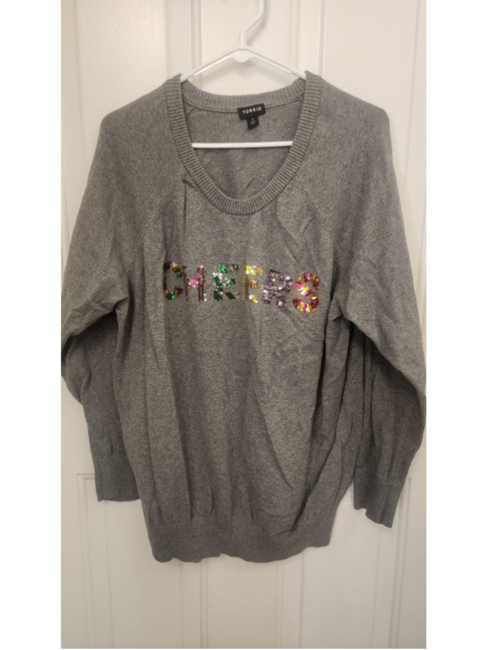 Torrid Cheers Sequin Sweater Grey Plus 3X